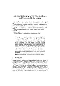 A Residual Multi-task Network for Joint Classification and Regression in Medical Imaging