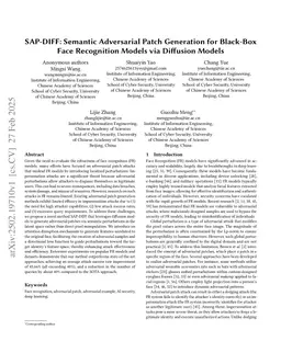 SAP-DIFF: Semantic Adversarial Patch Generation for Black-Box Face Recognition Models via Diffusion Models
