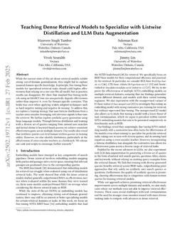 Teaching Dense Retrieval Models to Specialize with Listwise Distillation and LLM Data Augmentation