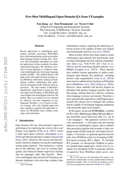 Few-Shot Multilingual Open-Domain QA from 5 Examples