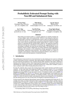 Probabilistic Federated Prompt-Tuning with Non-IID and Imbalanced Data