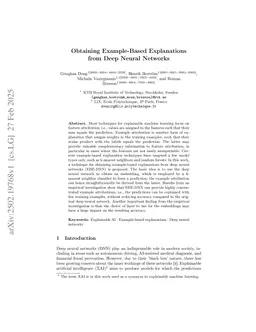 Obtaining Example-Based Explanations from Deep Neural Networks