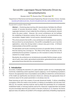 ServoLNN: Lagrangian Neural Networks Driven by Servomechanisms