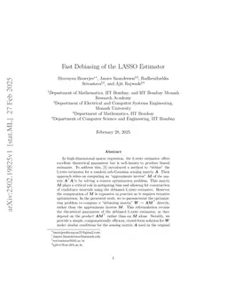 Fast Debiasing of the LASSO Estimator