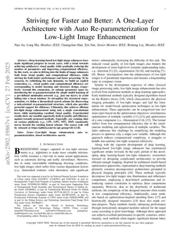 Striving for Faster and Better: A One-Layer Architecture with Auto Re-parameterization for Low-Light Image Enhancement
