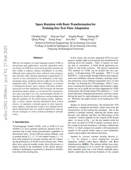 Space Rotation with Basis Transformation for Training-free Test-Time Adaptation