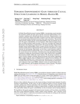 Towards Empowerment Gain through Causal Structure Learning in Model-Based RL