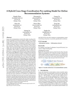 A Hybrid Cross-Stage Coordination Pre-ranking Model for Online Recommendation Systems