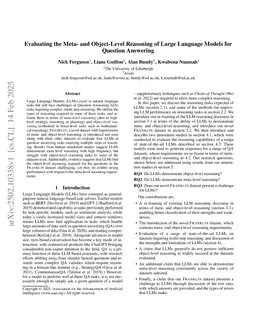 Evaluating the Meta- and Object-Level Reasoning of Large Language Models for Question Answering