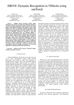 DRiVE: Dynamic Recognition in VEhicles using snnTorch
