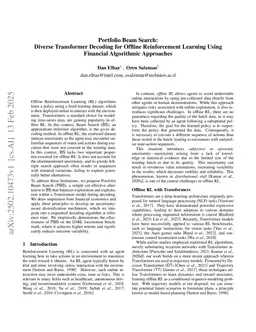 Diverse Transformer Decoding for Offline Reinforcement Learning Using Financial Algorithmic Approaches