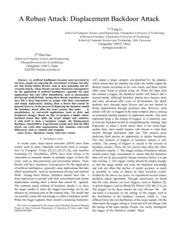 A Robust Attack: Displacement Backdoor Attack