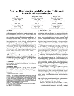 Applying Deep Learning to Ads Conversion Prediction in Last Mile Delivery Marketplace