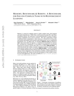 Memory, Benchmark & Robots: A Benchmark for Solving Complex Tasks with Reinforcement Learning