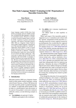 Man Made Language Models? Evaluating LLMs' Perpetuation of Masculine Generics Bias