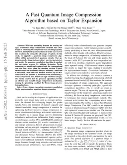 A Fast Quantum Image Compression Algorithm based on Taylor Expansion