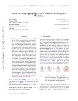 Self-Explaining Hypergraph Neural Networks for Diagnosis Prediction
