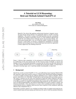 A Tutorial on LLM Reasoning: Relevant Methods behind ChatGPT o1