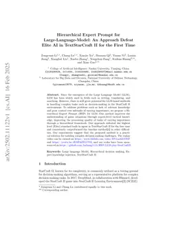 Hierarchical Expert Prompt for Large-Language-Model: An Approach Defeat Elite AI in TextStarCraft II for the First Time