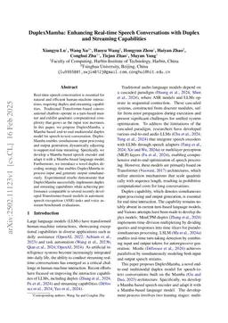 DuplexMamba: Enhancing Real-time Speech Conversations with Duplex and Streaming Capabilities