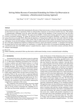Solving Online Resource-Constrained Scheduling for Follow-Up Observation in Astronomy: a Reinforcement Learning Approach