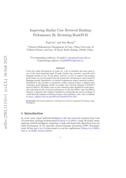 Improving Similar Case Retrieval Ranking Performance By Revisiting RankSVM