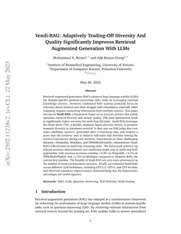 Vendi-RAG: Adaptively Trading-Off Diversity And Quality Significantly Improves Retrieval Augmented Generation With LLMs