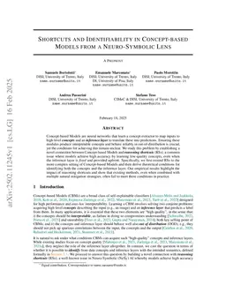 Shortcuts and Identifiability in Concept-based Models from a Neuro-Symbolic Lens