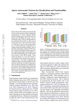 Sparse Autoencoder Features for Classifications and Transferability