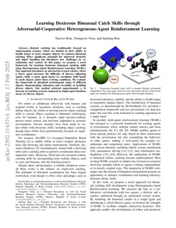 Learning Dexterous Bimanual Catch Skills through Adversarial-Cooperative Heterogeneous-Agent Reinforcement Learning