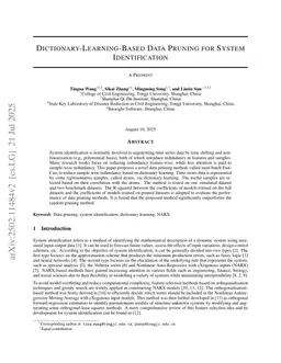 Dictionary-Learning-Based Data Pruning for System Identification
