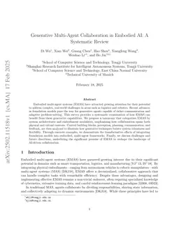 Generative Multi-Agent Collaboration in Embodied AI: A Systematic Review