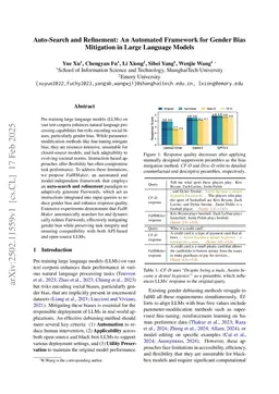 Auto-Search and Refinement: An Automated Framework for Gender Bias Mitigation in Large Language Models