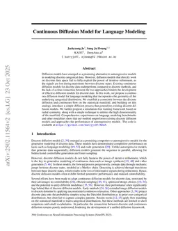 Continuous Diffusion Model for Language Modeling