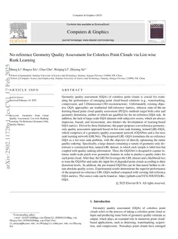 No-reference geometry quality assessment for colorless point clouds via list-wise rank learning