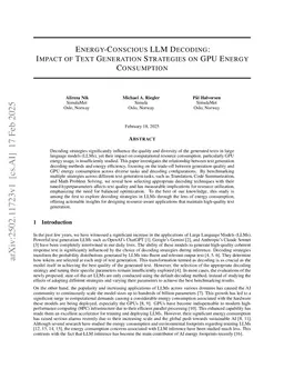 Energy-Conscious LLM Decoding: Impact of Text Generation Strategies on GPU Energy Consumption