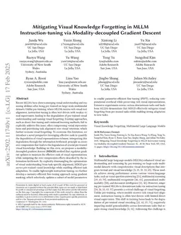 Mitigating Visual Knowledge Forgetting in MLLM Instruction-tuning via Modality-decoupled Gradient Descent