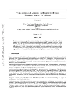 Theoretical Barriers in Bellman-Based Reinforcement Learning