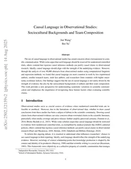 Causal Language in Observational Studies: Sociocultural Backgrounds and Team Composition