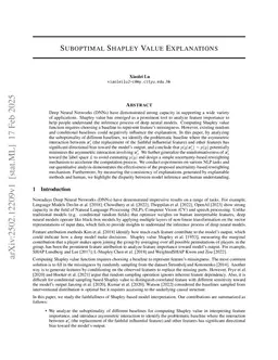 Suboptimal Shapley Value Explanations