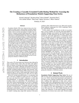 On Creating a Causally Grounded Usable Rating Method for Assessing the Robustness of Foundation Models Supporting Time Series