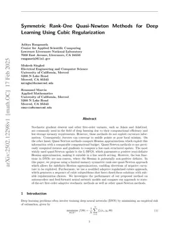 Symmetric Rank-One Quasi-Newton Methods for Deep Learning Using Cubic Regularization