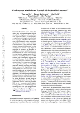 Can Language Models Learn Typologically Implausible Languages?