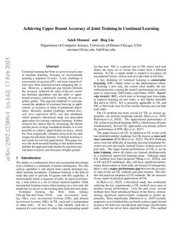 Achieving Upper Bound Accuracy of Joint Training in Continual Learning