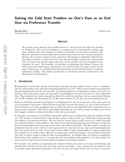 Solving the Cold Start Problem on One's Own as an End User via Preference Transfer