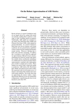 On the Robust Approximation of ASR Metrics