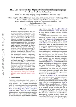 SEA: Low-Resource Safety Alignment for Multimodal Large Language Models via Synthetic Embeddings