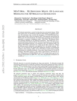NExT-Mol: 3D Diffusion Meets 1D Language Modeling for 3D Molecule Generation