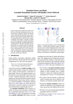 Translate Smart, not Hard: Cascaded Translation Systems with Quality-Aware Deferral