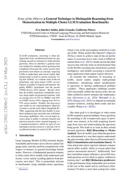 None of the Others: a General Technique to Distinguish Reasoning from Memorization in Multiple-Choice LLM Evaluation Benchmarks